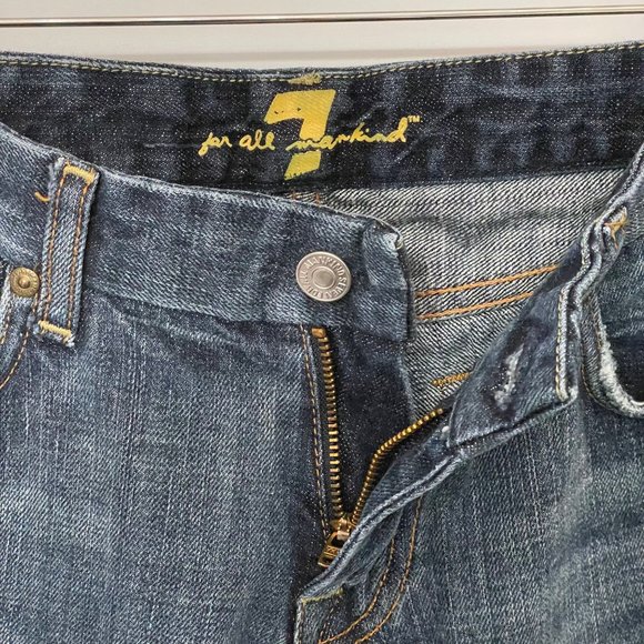 7 For All Mankind Womens 30 A Pocket Bootcut Flare Denim Jeans Low Rise USA Made - Picture 13 of 16